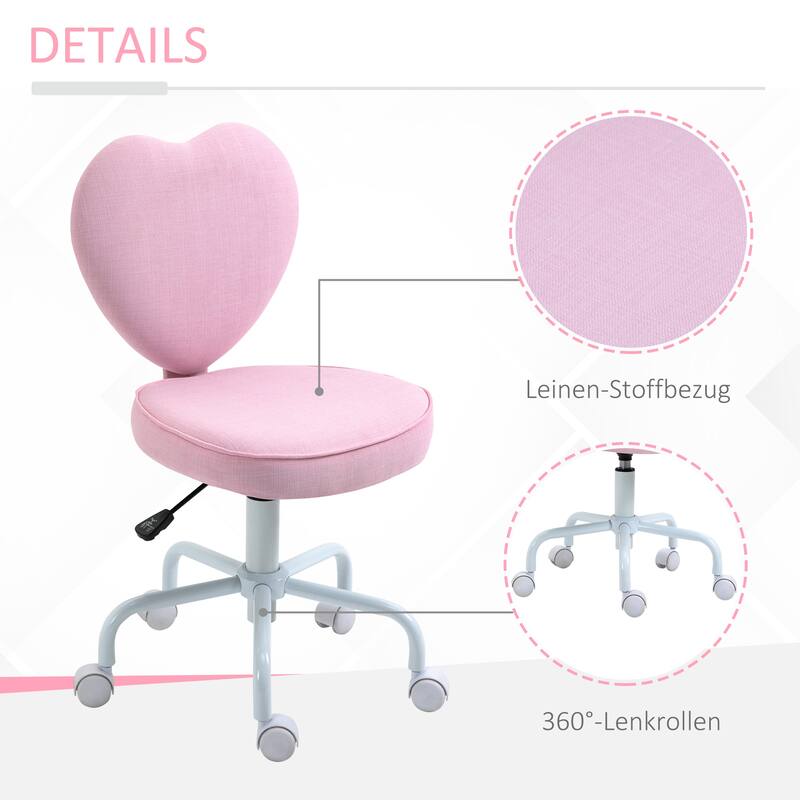 Heart Love Shaped Back Design Office Chair with Adjustable Height and 360 Swivel Castor Wheels