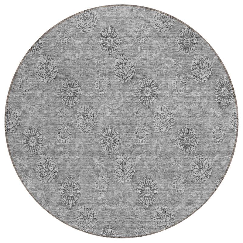 Machine Washable Indoor/ Outdoor Chantille Floral Burst Rug