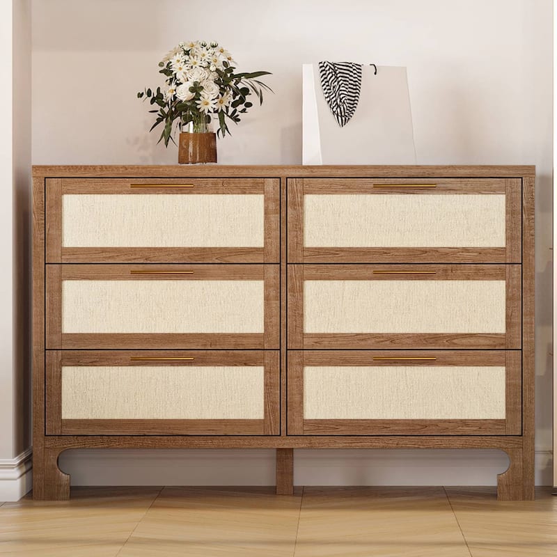 Dresser with 6 Drawers for Living Room, Hallway, Bedroom - Brown