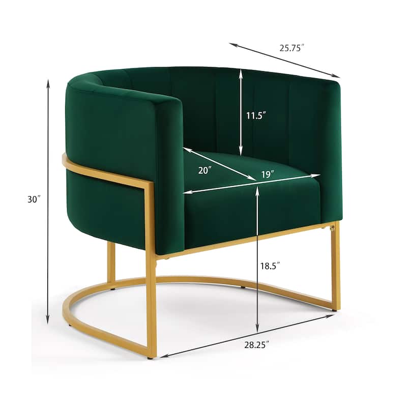 Upholstered Velvet Accent Chair with Golden Metal Base