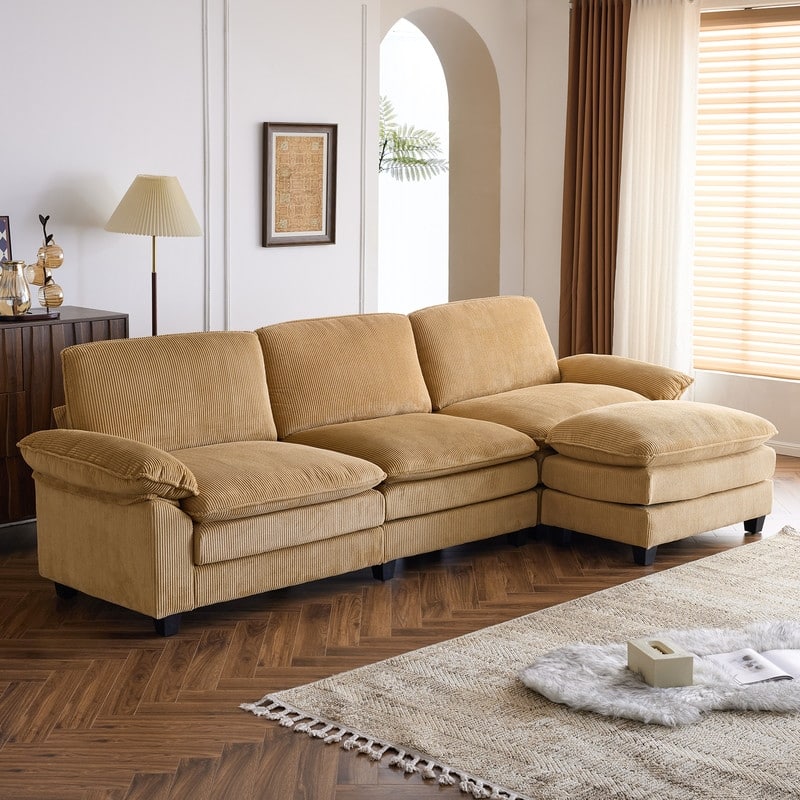 120 in. W Pillow Top Arm Double-Layer Cushion Cloud Sofa Couch