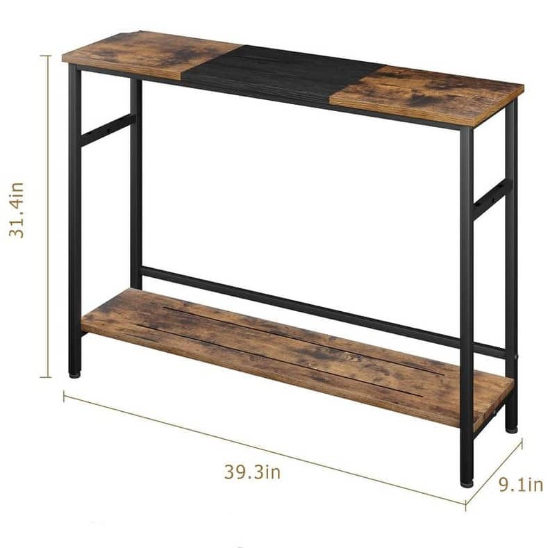 Narrow and Thin Sofa Table with Adjustable Shelves