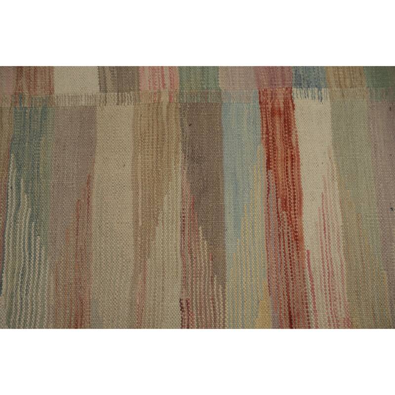 Hand Woven Oriental 100% Wool Carpet Southwestern Modern Multi-Colored Kilim Area Rug - 6' 7'' X 4' 10''