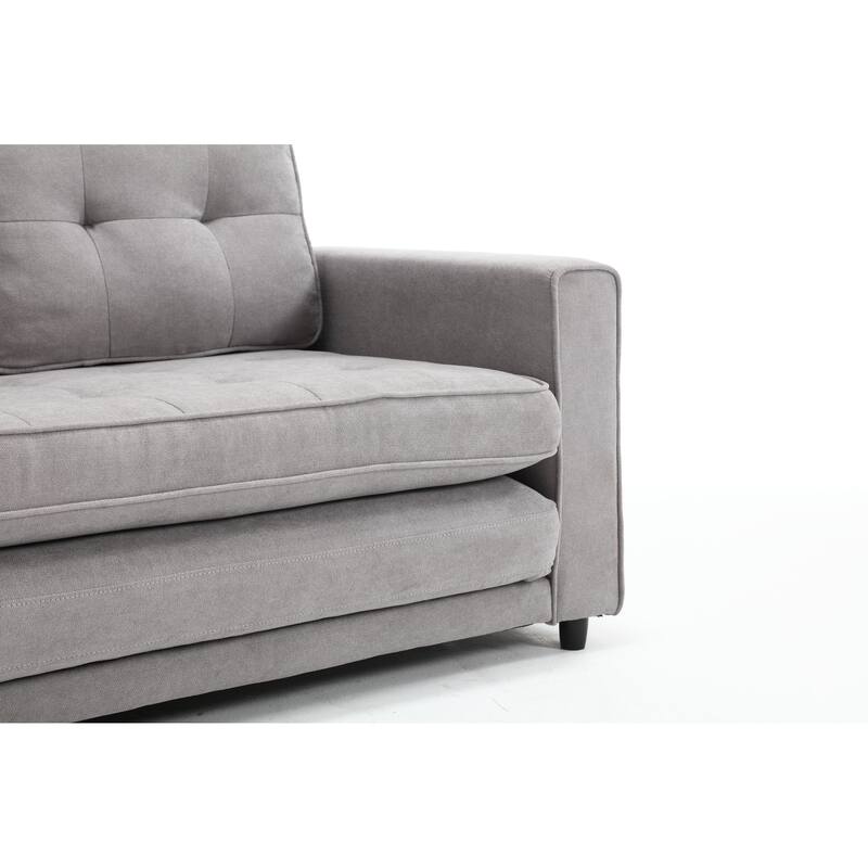 3 Fold Loveseat Convertible Pull-out Sleeper Sofa Bed, Velvet Futon Sofa with 2 Pillow and Pockets 2-seat Armchair