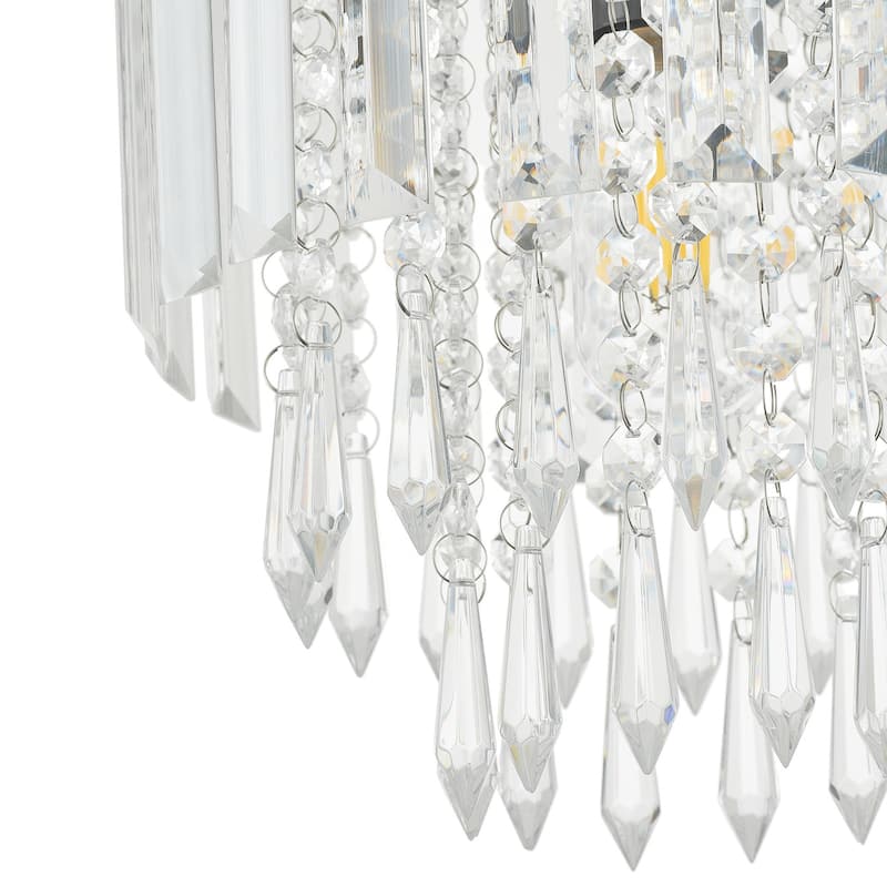 Modern Rain Drop Crystal 1-Light Semi Flush Mount Ceiling Light for Bedroom