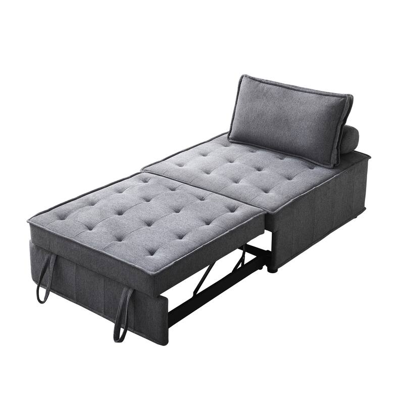 Multipurpose Linen Fabric Ottoman Lazy Sofa Pulling Out Sofa Bed
