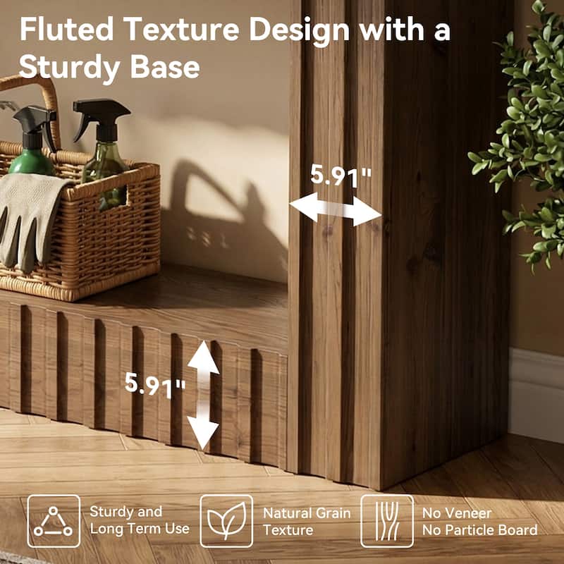 Solid Wood Sofa Table, 63" Long Console Table with Open Storage, Entryway Table for Living Room, Hallway, Foyer
