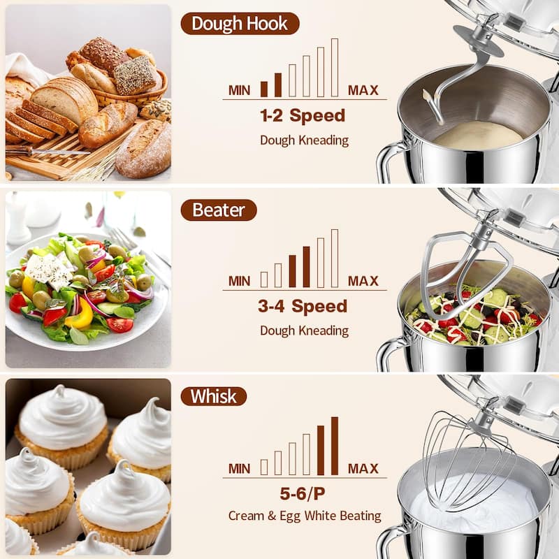 8.5Qt 660W mixers kitchen electric stand mixer 6+P Speed stand up mixer