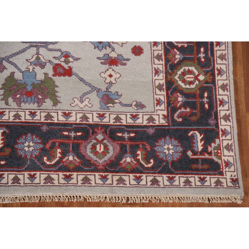 All-Over Ivory Oushak Oriental Area Rug Handmade Wool Carpet - 9'0"x 11'11"