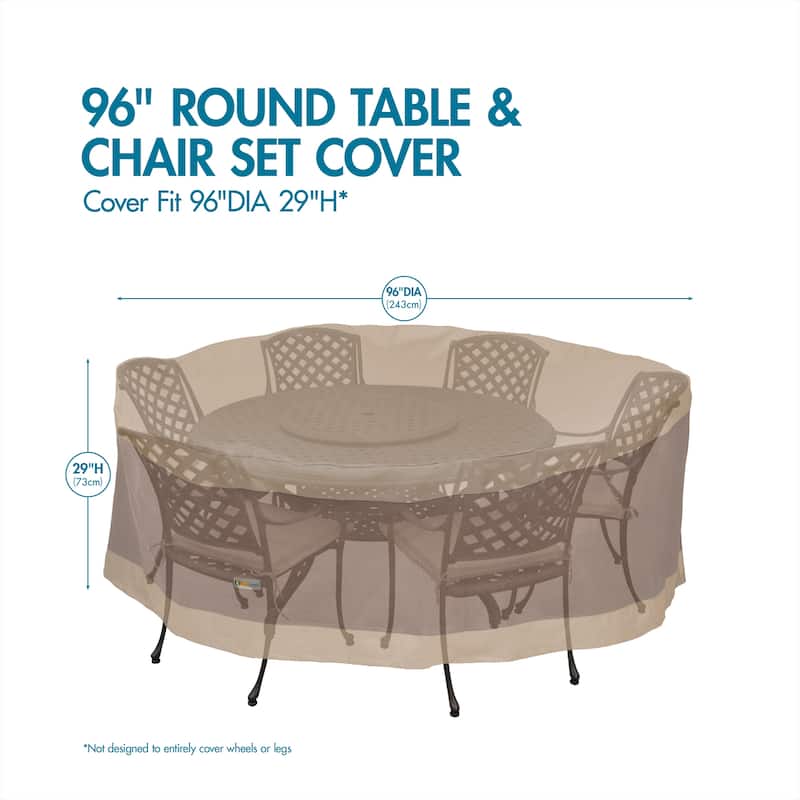 Duck Covers Elegant Round Table and Chair Set Cover - 96L x 96D x 29H