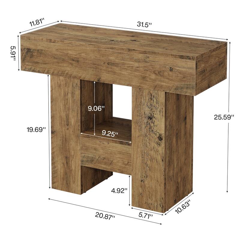 31.5 Inch End Table for Living Room, Farmhouse Sofa Side Table