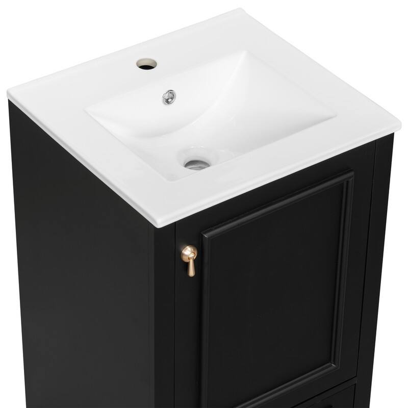 20" Bathroom Vanity with Ceramic Sink, Soft Close Door, Adjustable U-Shaped Shelf