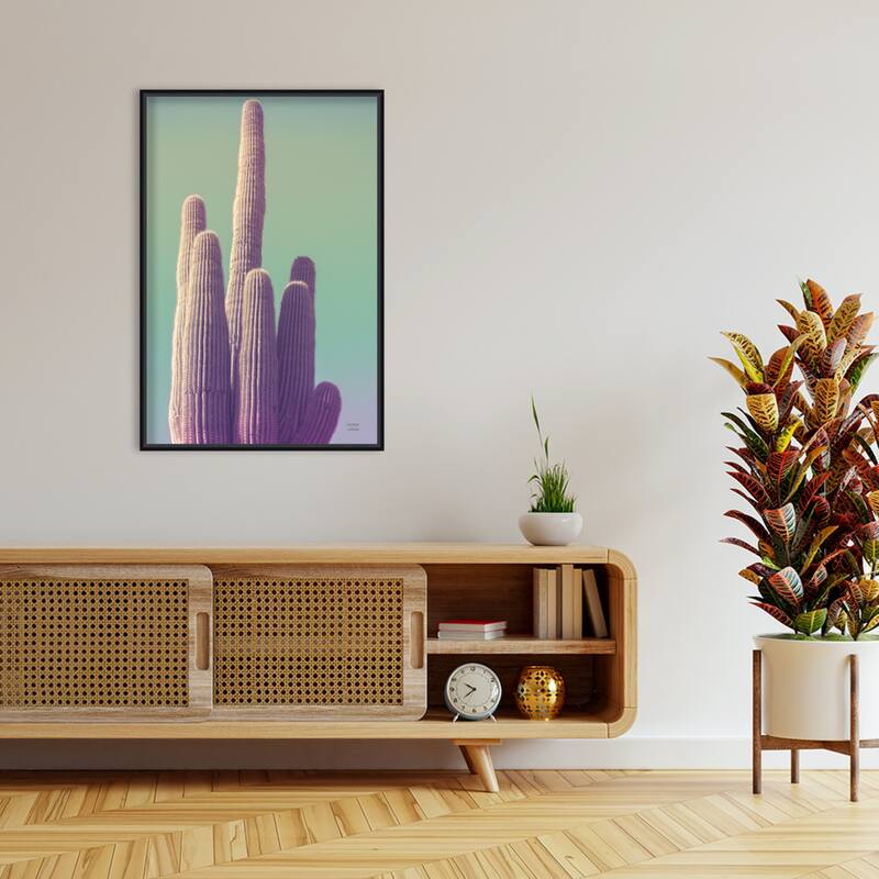 Saguaro Green Pastel by Nathan Larson Wood Framed Wall Art Print