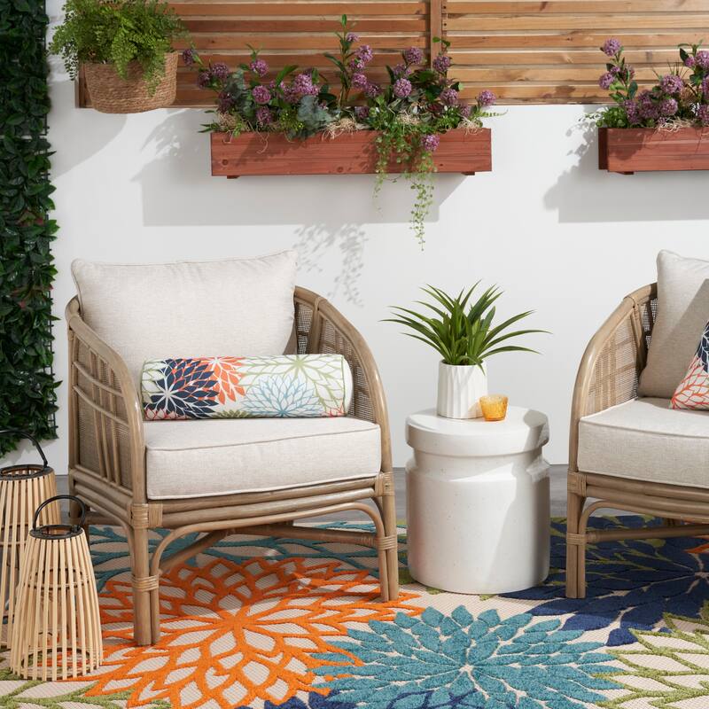 Mina Victory Aloha Tropical Floral Indoor Outdoor Throw Pillow - 6" x 20" - Multicolor
