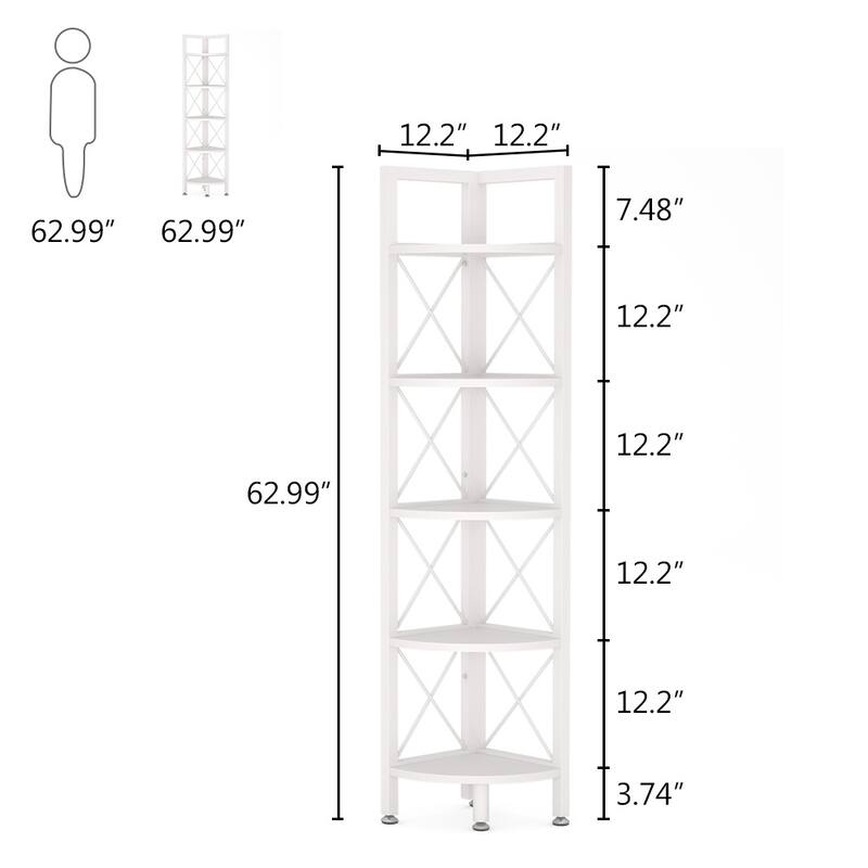 5-Tier Corner Shelves, 5 Shelf Corner Bookshelf and Bookcase