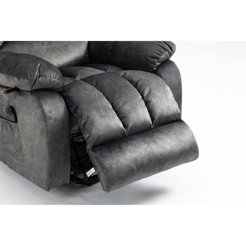 Power Lift Recliner Chair with Massage & Heat, Velvet Upholstered Electric Recliner, Lounge Sofa Chair with Side Pockets