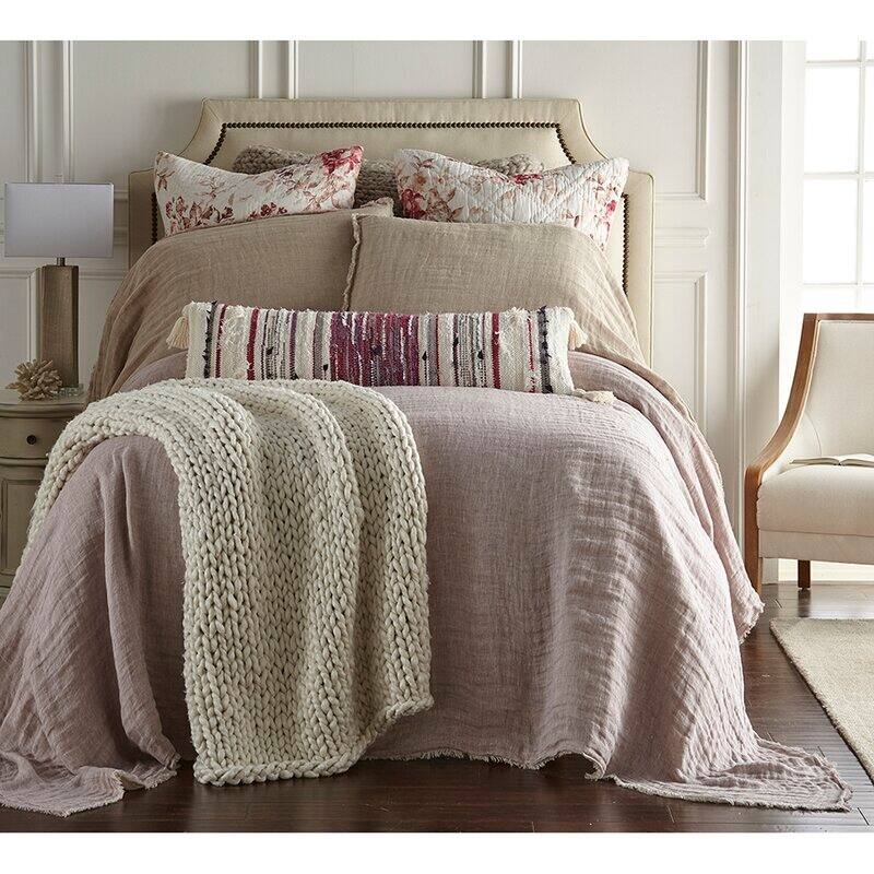 Jaden Lavender Reversible Linen Bedspread Set - King