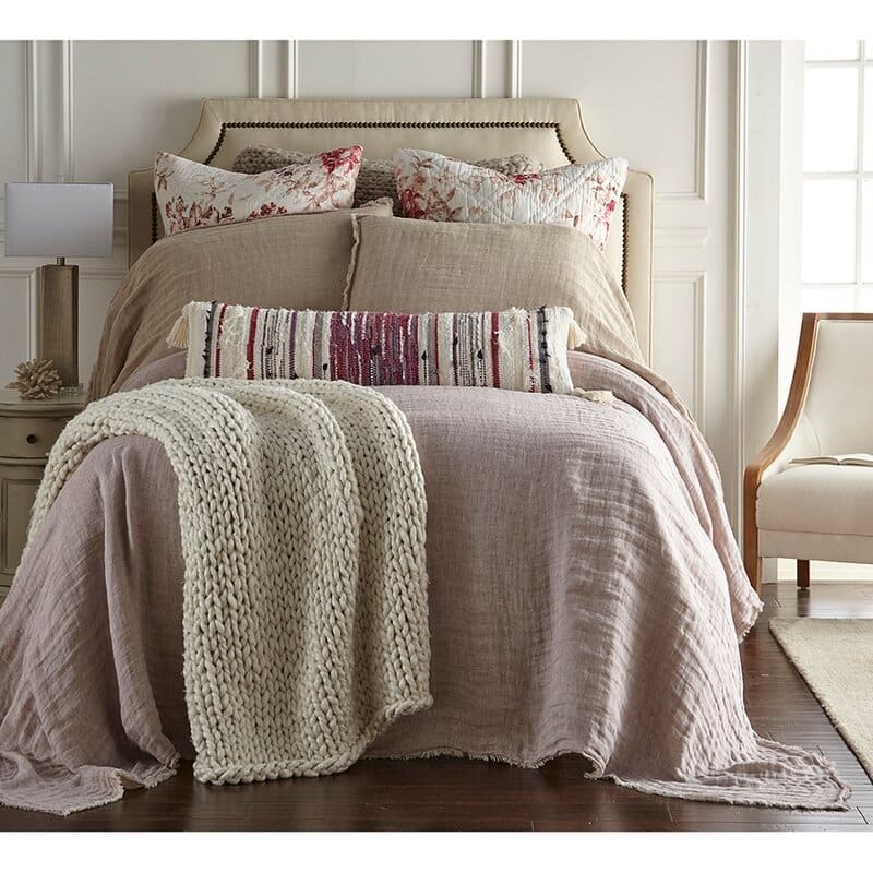 Jaden Lavender Reversible Linen Bedspread Set