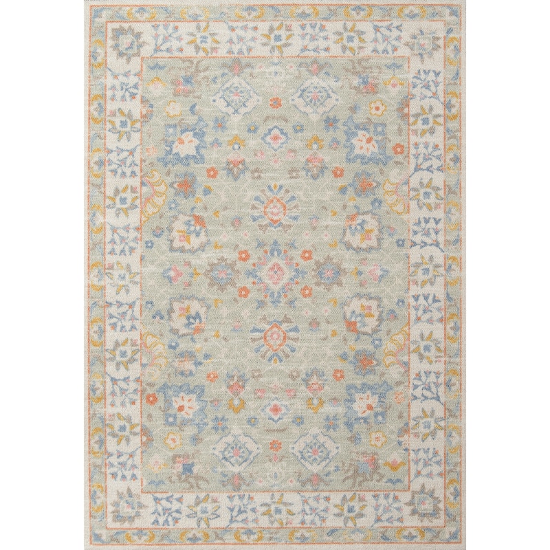 Momeni Anatolia Wool and Nylon Traditional Oriental Area Rug - Light Blue - 3'3" x 5'