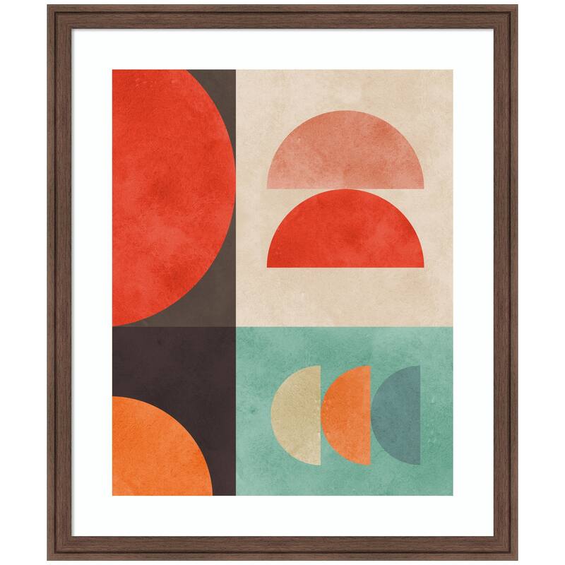 Kate and Laurel Circles in harmony No11 by Vitor Costa Framed Wall Art Print - 22 x 26 - Brown