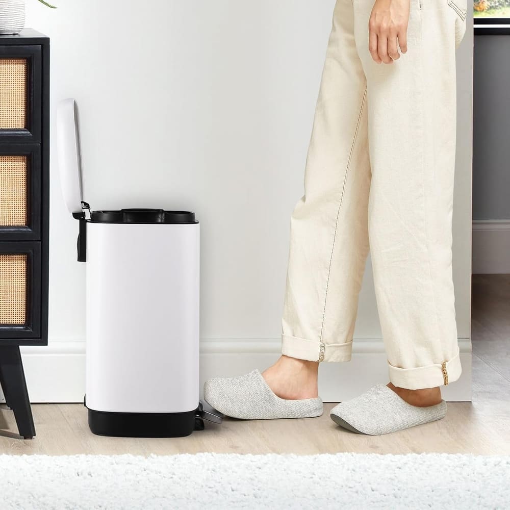 12 Litre Stainless Steel Kitchen Waste Bin, White