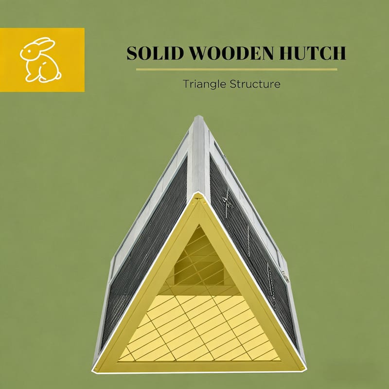 Small Animal Cage Rabbit Hutch,A-Frame Wooden Pet House is designed for convenient cleaning - Grey