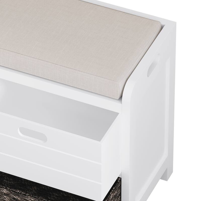 Modern Storage Bench with Removable Basket and 2 Drawers