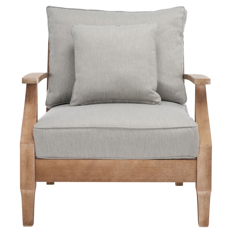 SAFAVIEH Couture Freida Wood Patio Arm Chair - 31.4" W x 35.6" L x 32.6" H - 31"W x 36"D x 33"H