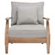 SAFAVIEH Couture Freida Wood Patio Arm Chair - 31.4" W x 35.6" L x 32.6" H - 31"W x 36"D x 33"H