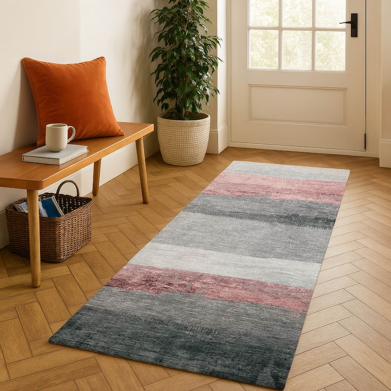 Premium Washable Super Soft Ombre Stripes Mayfield Rug - Blush - 2'3" x 7'6"