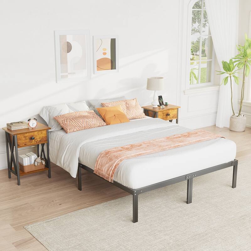 Black Metal Platform Bed Frame
