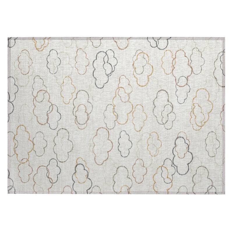 Machine Washable Indoor/ Outdoor Modern Clouds Chantille Rug