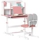 preview thumbnail 1 of 8, Kids Desk and Chair Set, Height Adjustable Kids School Study Desk and Chair Set with Tilt Desktop - Pink Pink