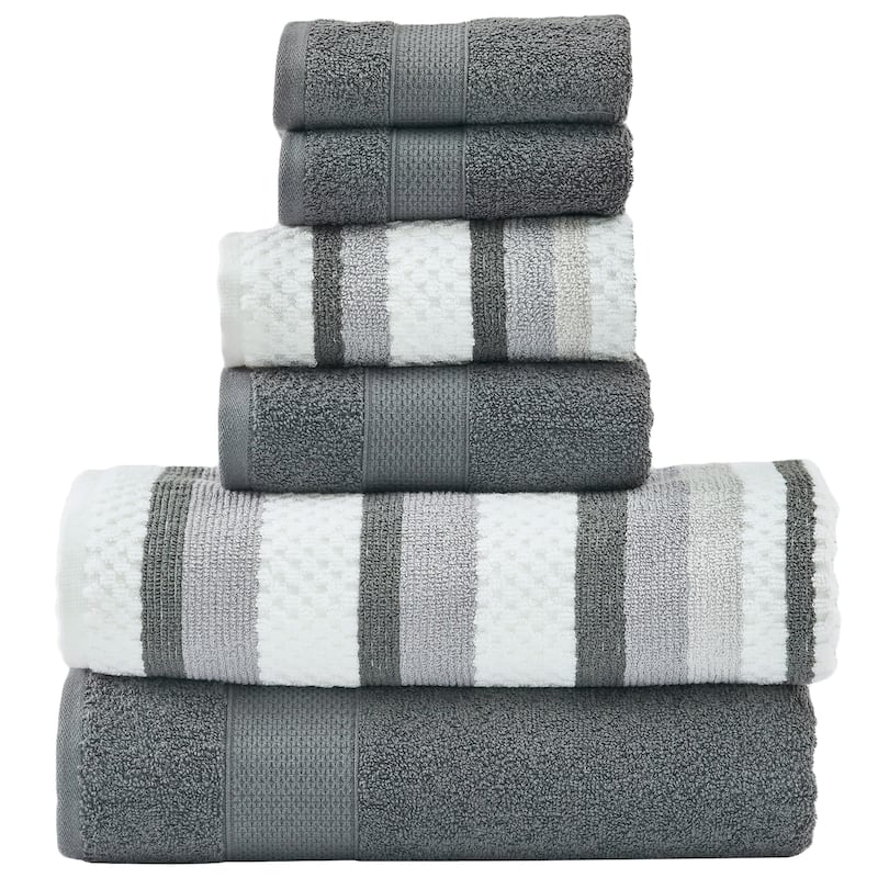 Modern Threads Pax 6-Piece Yarn Dyed 100-Percent Cotton Towel Set - Coal