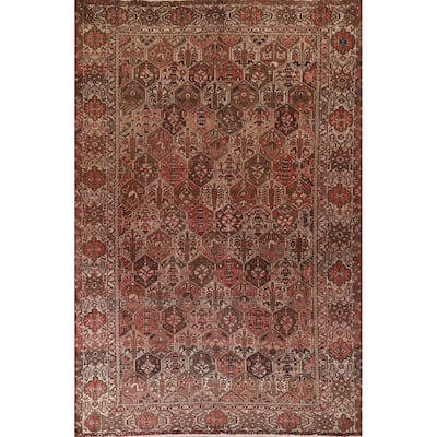 Garden Design Bakhtiari Persian Vintage Rug Hand-Knotted Wool Carpet - 6'9"x 9'11"