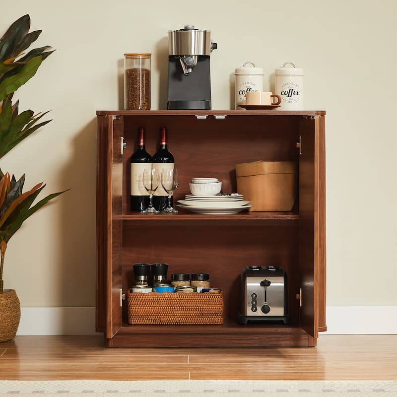 GDF Studio - Avalon Modern Curved Fluted Buffet Sideboard Cabinet with Adjustable Shelf