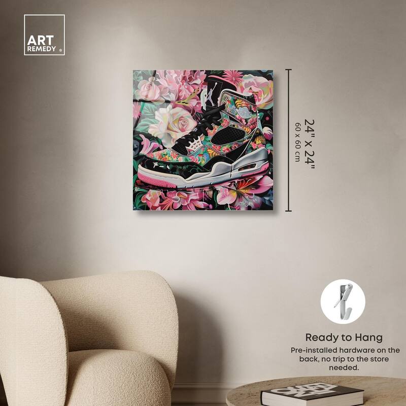 Hidden in Floral Bloom Sneaker Acrylic by Art Remedy, Ready to Hang