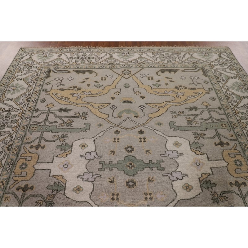 Al-Over Oushak Indian Area Rug Handmade Wool Carpet - 8'0"x 9'9"