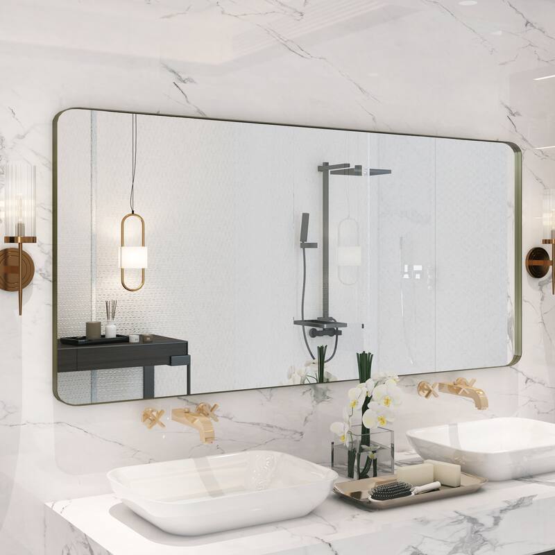 QuivaraView Rectangular Aluminum Framed Bathroom Vanity Mirror - 60" x 28" - Bronze