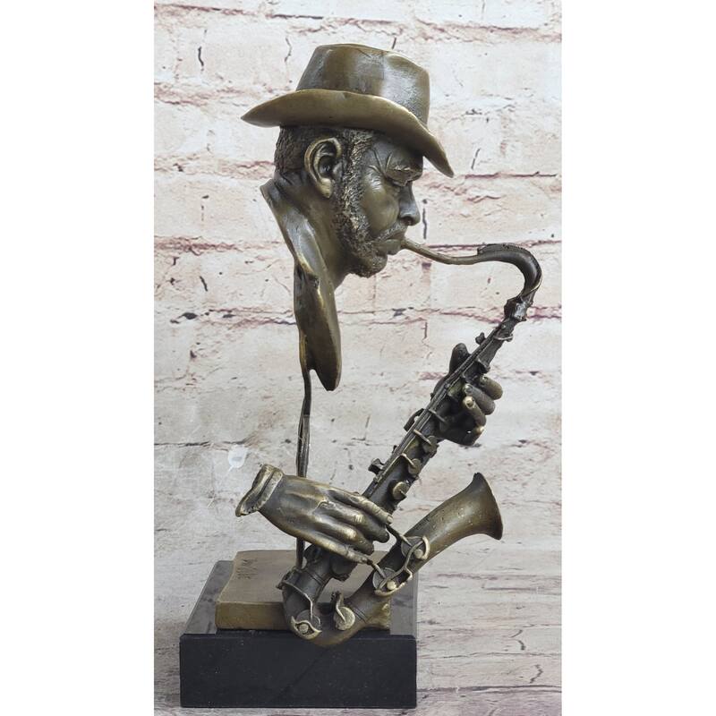 Signed Sax Saxophone Player Salutes Jazz And Rhythm And Blues Bronze Sculpture