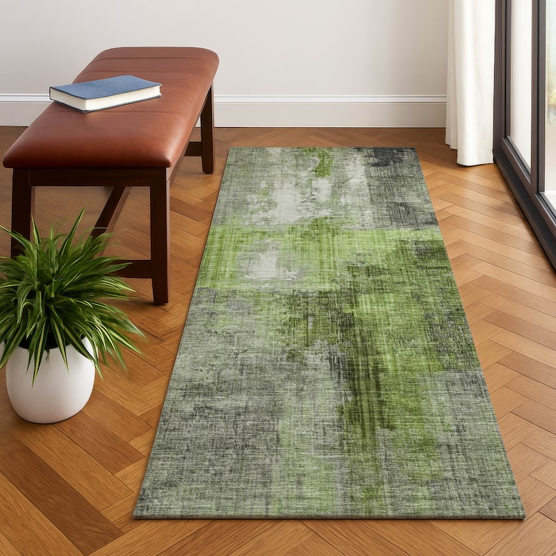 Premium Washable Super Soft Abstract Glam Mayfield Rug - Fern - 2'3" x 7'6"