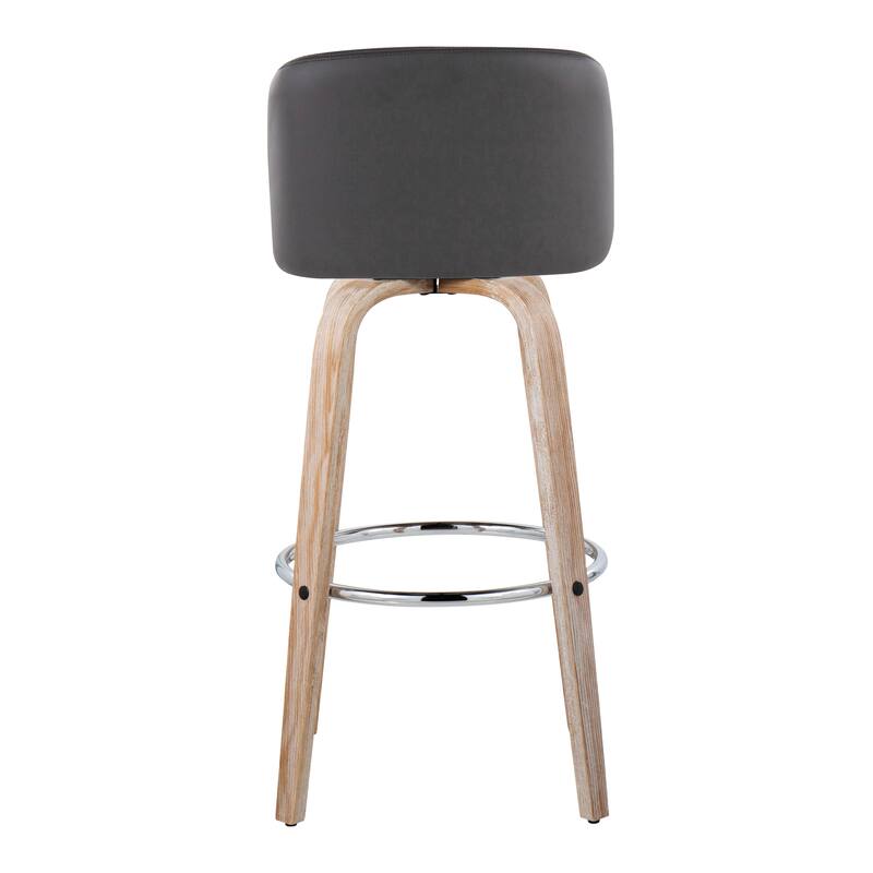 The Gray Barn Vallberga 30" Fixed-Height Bar Stool with White Washed Wood Base (Set of 2)