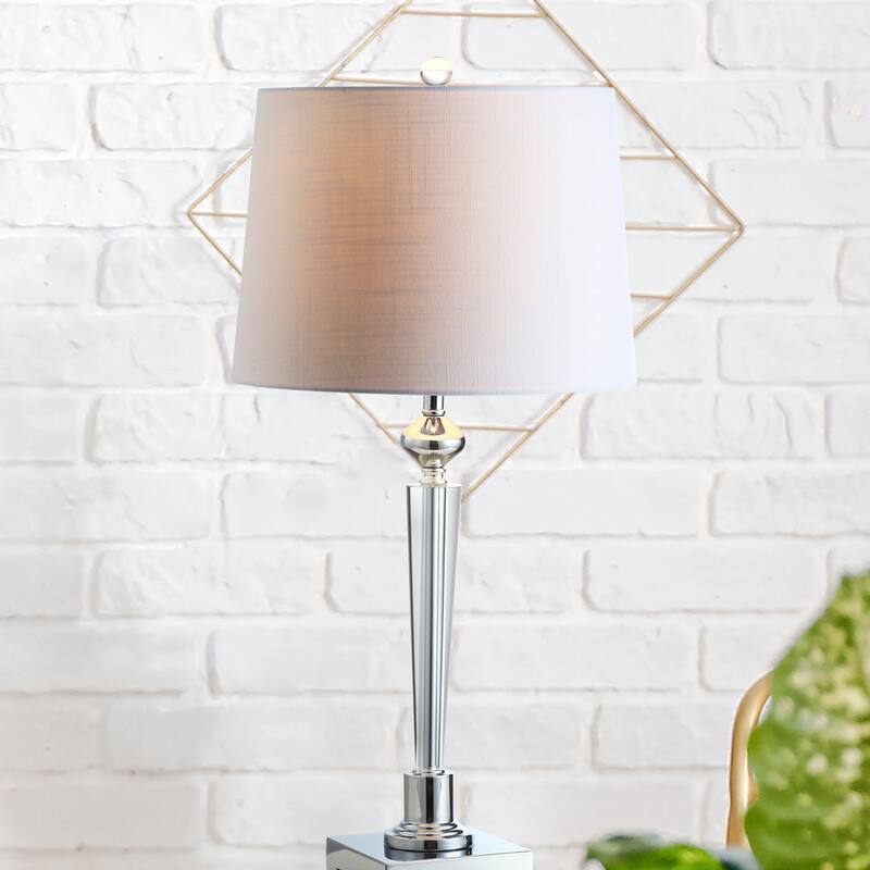 Kinsley 28.25" Crystal LED Table Lamp, Clear/Chrome by JONATHAN Y