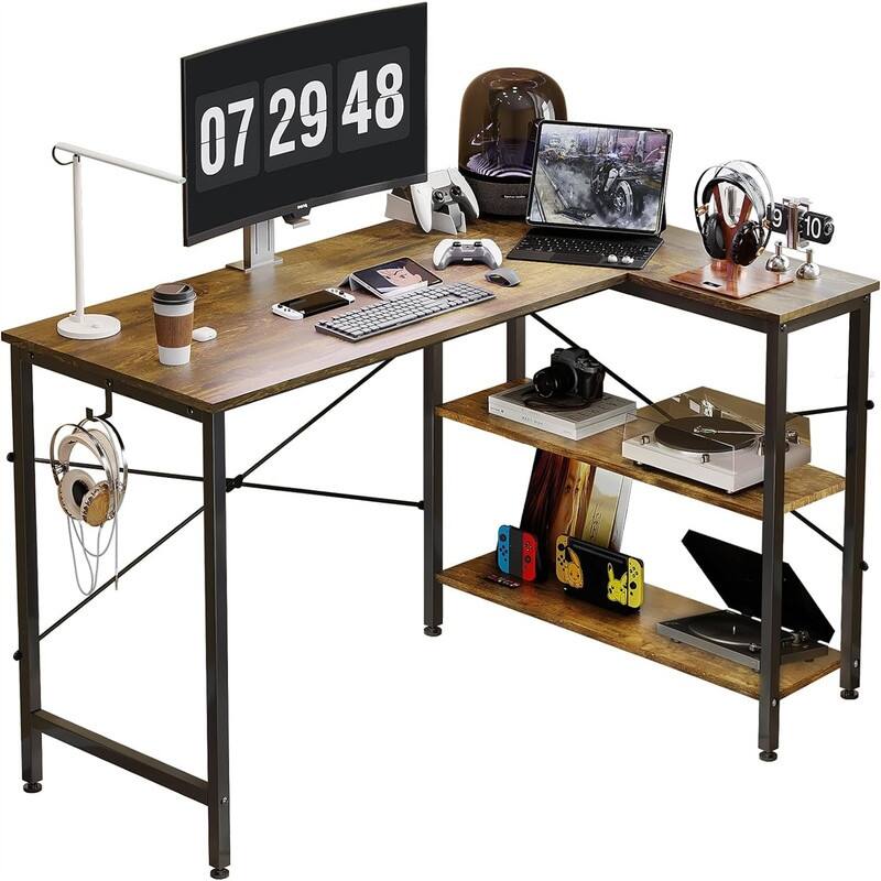 47 Inch Small L Shaped Computer Desk - Brown