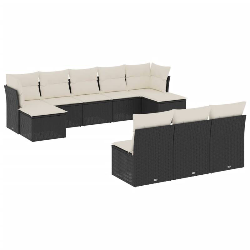 vidaXL Garden Sofa Set Black, Cream White - 21.7 x 21.7 x 14.6