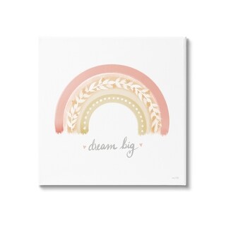 Stupell Lovely Pink Rainbow Botanical Dream Big Quote Canvas Wall Art ...