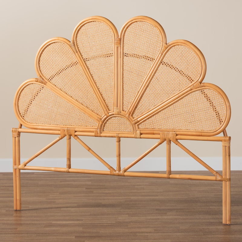 Flower Modern Bohemian Honey Rattan Standalone Headboard