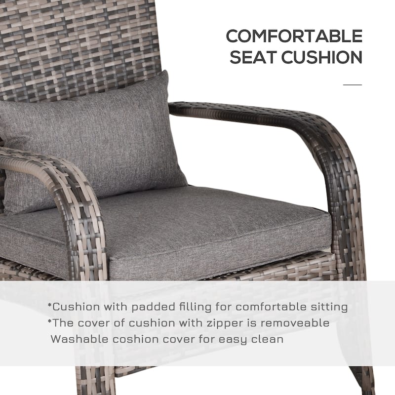 Outsunny Outdoor Classic Rattan Adirondack Chair with Cushion