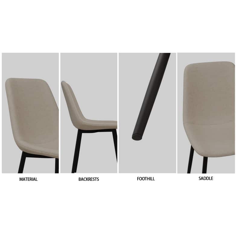 Modern 5-Piece Dining Set with Light Wood Rectangular Metal Base Table & 4 Square Corner Suede Chairs