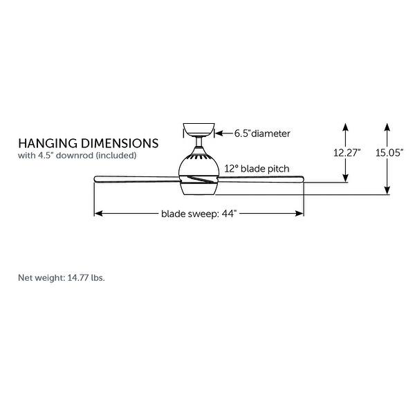 Fanimation Kwad 44 inch Indoor Ceiling Fan with LED Light Kit and Remote - Brushed Nickel with Reversible Blades